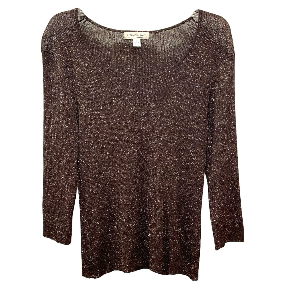 Coldwater Creek Womens Size Medium Metallic Sweater Brown Copper Lightweight